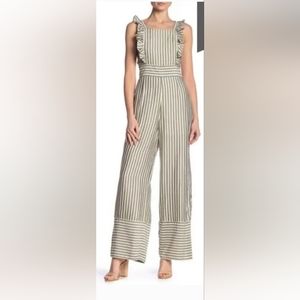 Free‎ Press Wide Leg Striped Jumpsuit Size XL Women’s  Gray Cream